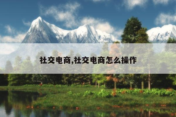 社交电商,社交电商怎么操作