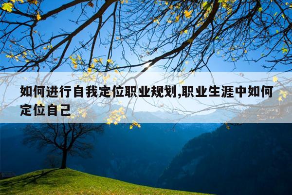 如何进行自我定位职业规划,职业生涯中如何定位自己
