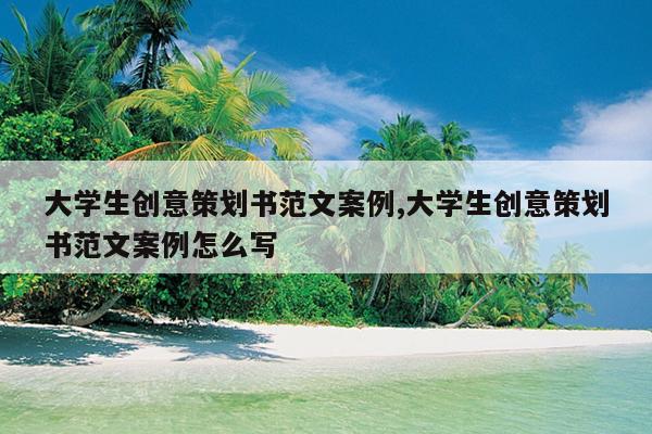 大学生创意策划书范文案例,大学生创意策划书范文案例怎么写