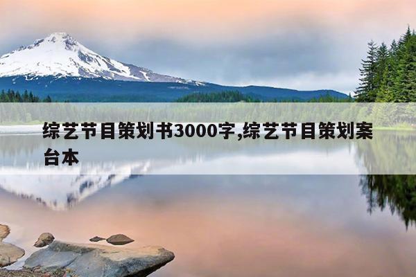 综艺节目策划书3000字,综艺节目策划案台本